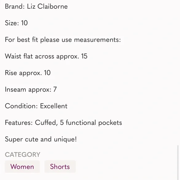 Liz Claiborne Size 10 Cuffed Shorts - Picture 6 of 6